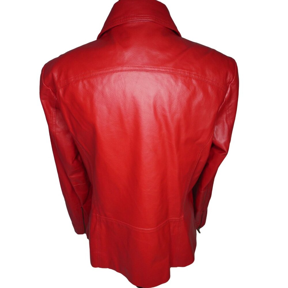 Hal Rubenstein Red Leather Fall Jacket Women's La… - image 6